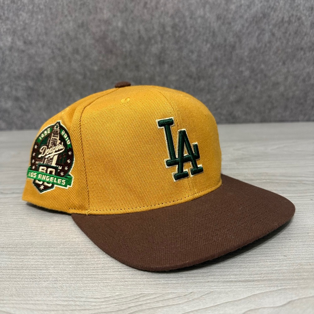 Mitchell & Ness Hat Mens OSFA Gold LA Dodgers 60th Anniversary Snapback Cap